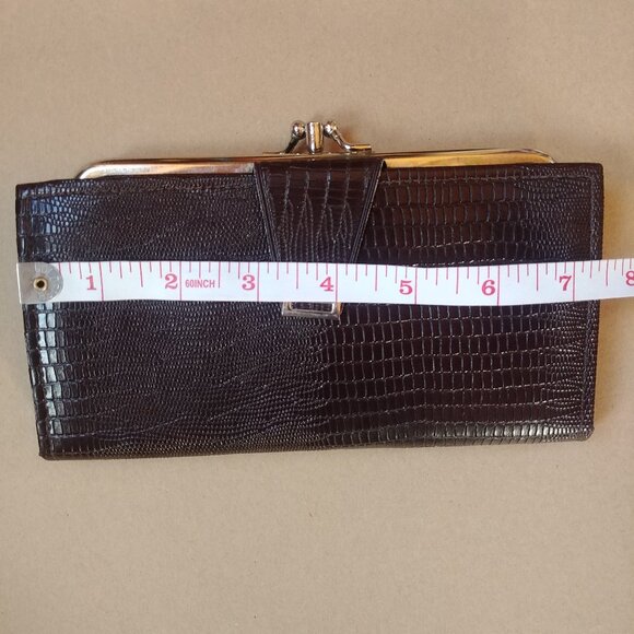 Vintage Leatherette Canada dark brown snakeskin leather wallet - Picture 9 of 14